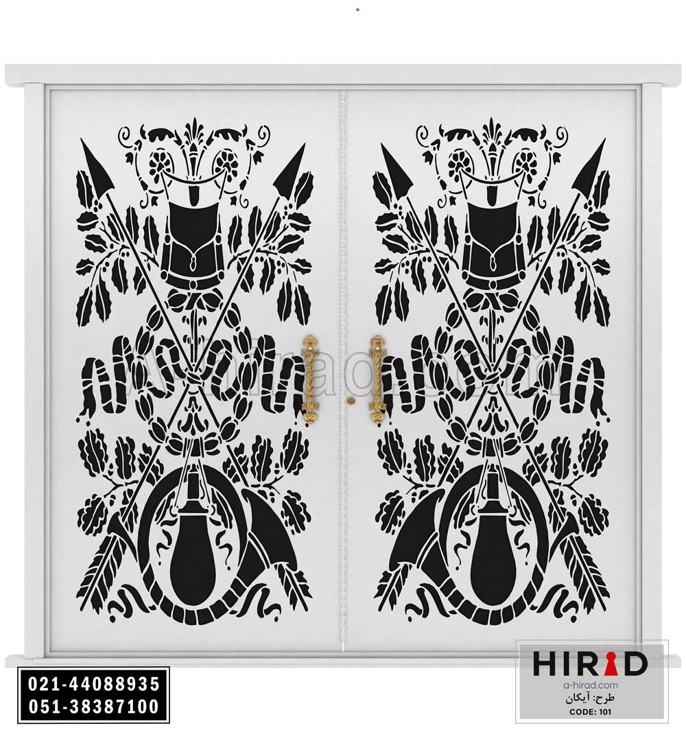 درب فلزی CNC دو لنگه طرح آیکان کد20101 هیراد